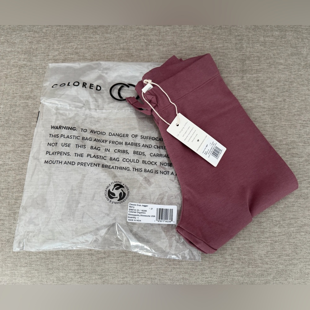 Colored Organics Cruz Jogger / Berry / Size 2T